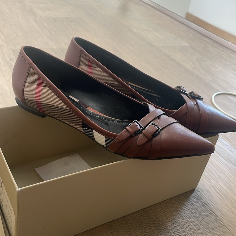 Burberry leather and plaid flats